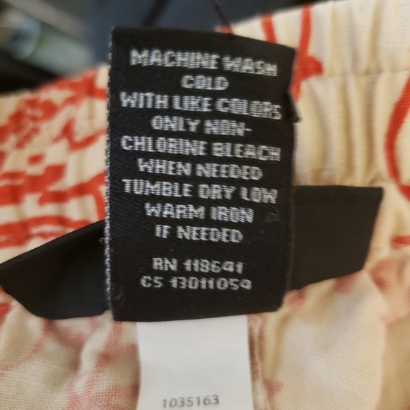 Lane Bryant Pull On Linen Blend Pants Cream Red Palm Leaf Print Womens 14/16 - Picture 7 of 12